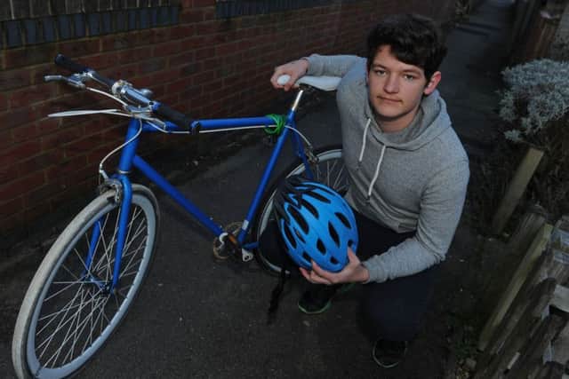 Joe Smart-Mcmullen (16) escaped with just bruising when he was knocked off his bike outside Brookfield School in Warsash