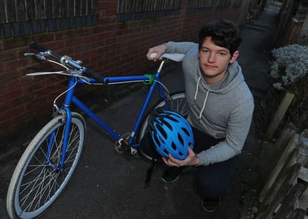 Joe Smart-Mcmullen (16) escaped with just bruising when he was knocked off his bike outside Brookfield School in Warsash