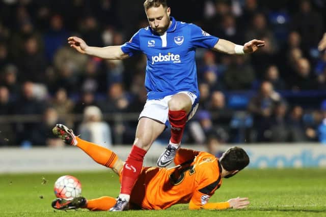 Ben Davies in action for Pompey against Ipswich. Picture: Joe Pepler