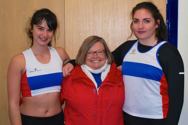 From left: Serena Vincent, coach Bronwin Carter, and Gaia Osborne