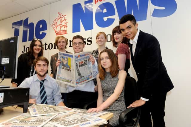 The NCTJ Diploma in Journalism students from Highbury College who are working at The News this year. Back from left, Lola Mayor, Peter Marcus, Imogen Marshall and Sasha Barker with, front from left, Oli Price Ermis Madikopoulos, Shannon Johnson and Daniel Chalkley
Picture: Sarah Standing (151844-454)