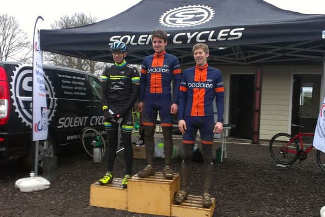 Sam Allen tops the podium at Fairthorne Manor. Picture: Clive Hammond
