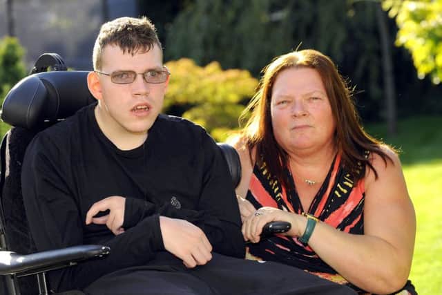 Shaun Simpson (24), with his mother Linda Carmichael