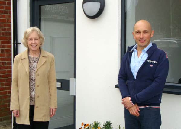 Councillor Patricia Stallard and businessman Tim Dobby in Denmead