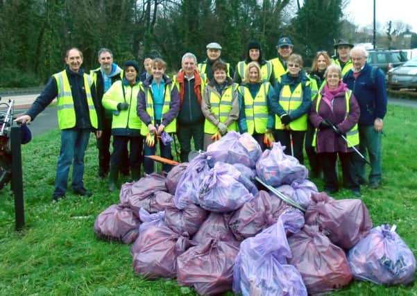 The clean-up at Purbrook by the Purbrook and Widley Area Residents' Association
