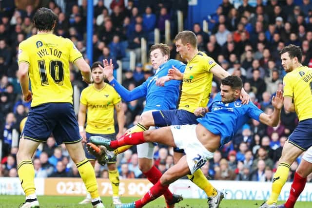 Gareth Evans battles for the ball against Oxford. Picture: Joe Pepler
