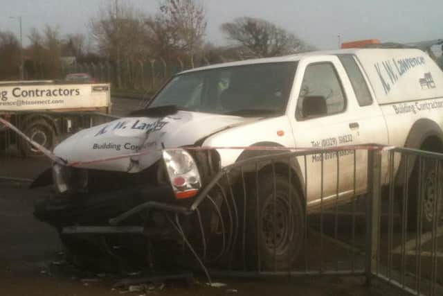 The pick-up truck that crashed in Stubbington