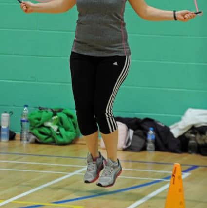 News reporter Kimberley Barber works up a sweat
(160036-3)