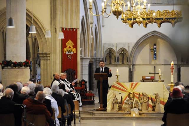 Michael Morgan gives a reading in memory of his late father The Rev Dr Michael Morgan, who died a year ago
Picture: Malcolm Wells (160126-5640)