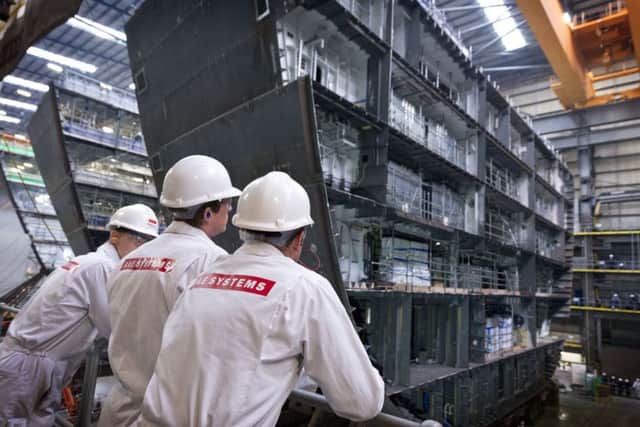 BAE staff working on the forthcoming aircraft carrier HMS Prince of Wales while it was being constructed in Portsmouth