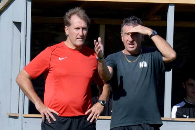 Fareham Town boss Steve Stone, left   Picture: Neil Marshall
