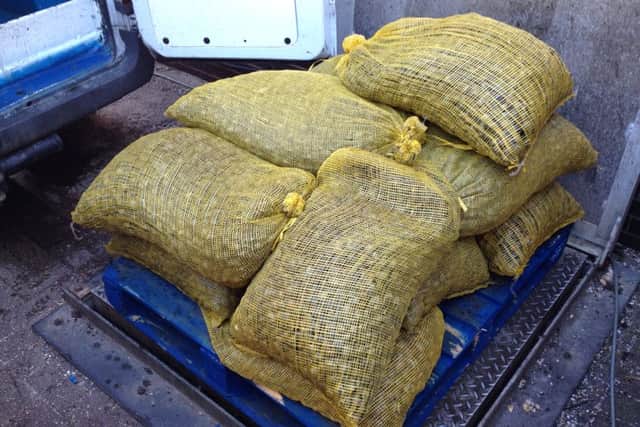 Half a tonne of clams seized from Christopher Skinner by Inshore Fisheries and Conservation Authority officers at the Camber in Old Portsmouth