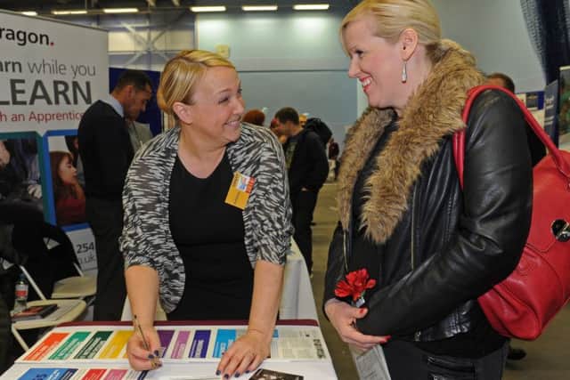 Rachel Robinson of Peta, left, speaks to visitor Rachel Squires Picture: Ian Hargreaves (160168-1)