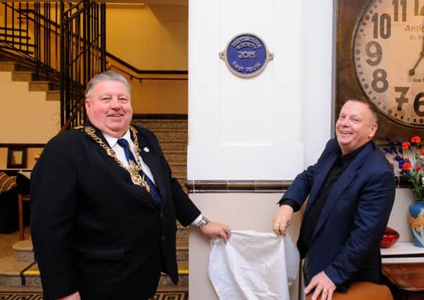 Owner of Bluewater Nursing Home David Sheppard and Lord Mayor of Portsmouth Cllr Frank Jonas at the unveiling of the Best Re-use blue plaque

Picture: Allan Hutchings (160138-292)