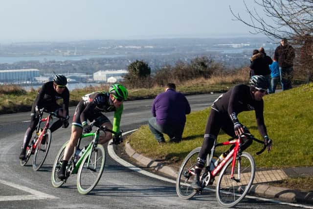 Pedal Heaven's Rory Townsend crests Portsdown Hill just behind last year's Perfs Pedal winner Yanto Barker. Picture: Rob Atkins