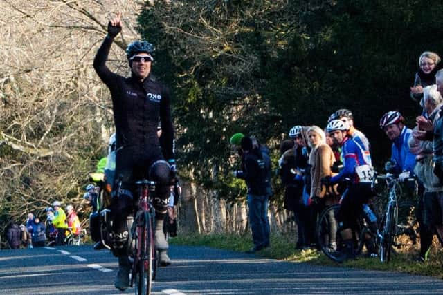ONE Pro Cycling's Yanto Barker wins the 2015 Perfs Pedal. Picture: Rob Atkins