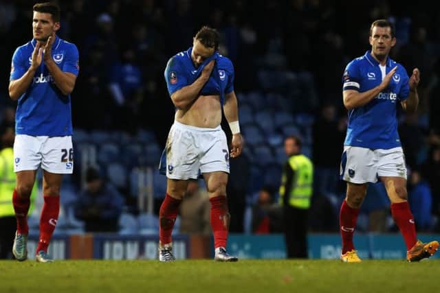 The Pompey players at the final whistle Picture: Joe Pepler