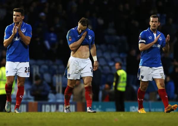 The Pompey players at the final whistle Picture: Joe Pepler