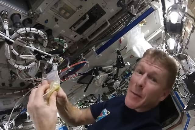 Tim Peake making scrambled eggs in space Picture: Tim Peake/ESA/PA Wire
