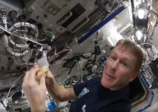 Tim Peake making scrambled eggs in space Picture: Tim Peake/ESA/PA Wire
