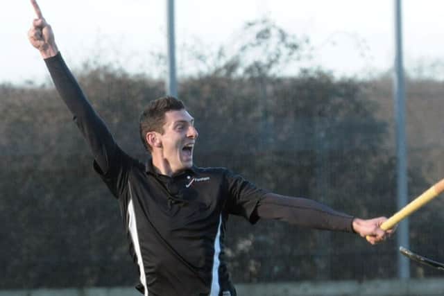 Chris Davey celebrates his winning goal. Picture: Mick Young (160183-07)