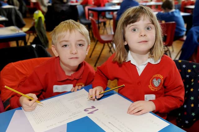 Ben Brett, seven, and Jemima Nottingham, six, from Alverstoke Infant School Picture: Sarah Standing (160200-1684)