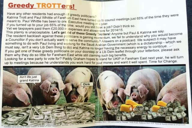 The first offensive leaflet sent by 'Paddy Graham'