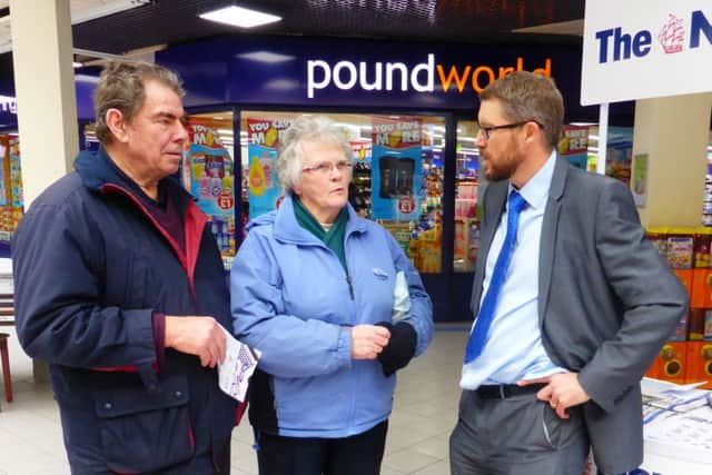 Anthony and Christine Mayes with editor of The News Mark Waldron in The Meridian Centre, Havant