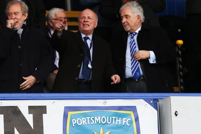 FA Chairman Greg Dyke, left, with Pompey chairman Iain McInnes at the Blues' 1-0 home defeat to Oxford last month    Picture: Joe Pepler