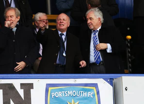 FA Chairman Greg Dyke, left, with Pompey chairman Iain McInnes at the Blues' 1-0 home defeat to Oxford last month    Picture: Joe Pepler