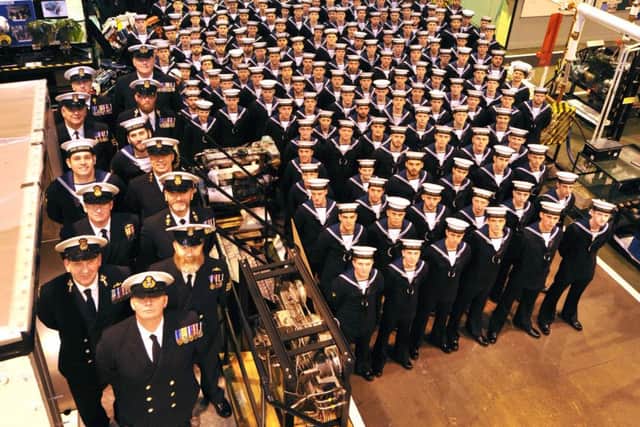 Officers were reminded of their own training while inspecting the engineering trainees Picture: LA(Phot) Dave Jenkins
