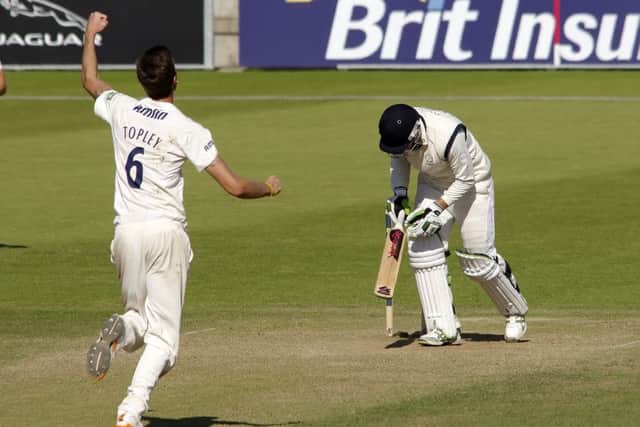 Reece Topley in action against Hampshire during his Essex days. Picture: Neil Marshall