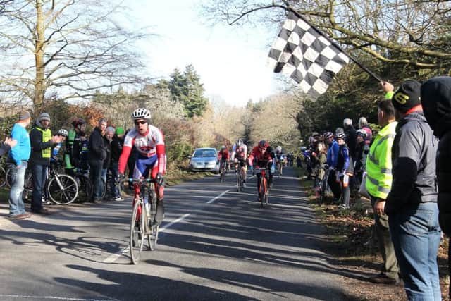 Tom Morris crosses the line in last year's Perfs Pedal. Picture: Eamonn Deane/localriderslocalraces.co.uk