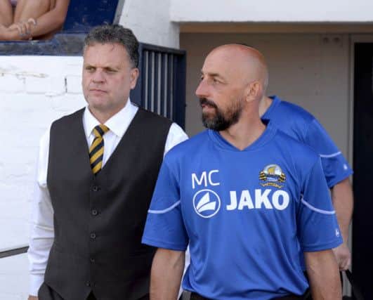 Gosport Borough manager Alex Pike, left    Picture: Paul Jacobs