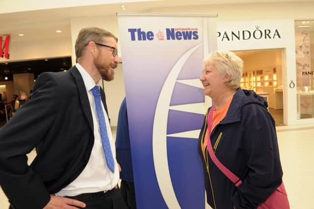 Editor Mark Waldron speaks to Gill Page of Southsea in Cascades shopping centre Picture: Paul Jacobs (160134-1)