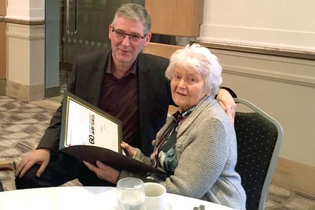 LONG-SERVING Iris Long with the Mayor of Havant Councillor Geoff Tart