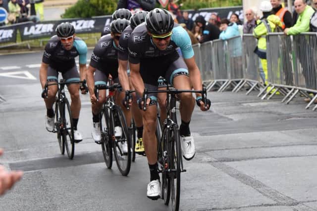 Marcin Bialoblocki leads ONE Pro Cycling up the Union Street climb during their team time trial at last summer's Tour Series event in Ryde. Picture: Larry Hickmott