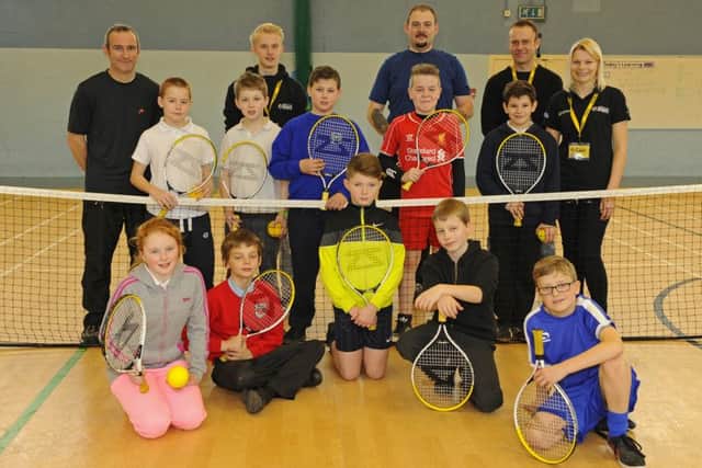 Year 6s played tennis as part of Big Worldf Impact's sports scheme in the sports hall at Havant Academy