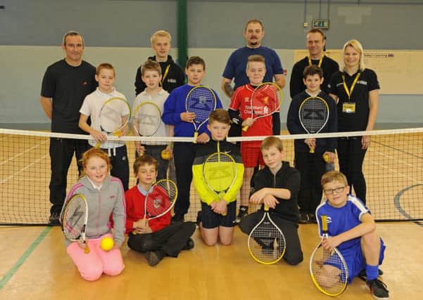 Year 6s played tennis as part of Big Worldf Impact's sports scheme in the sports hall at Havant Academy