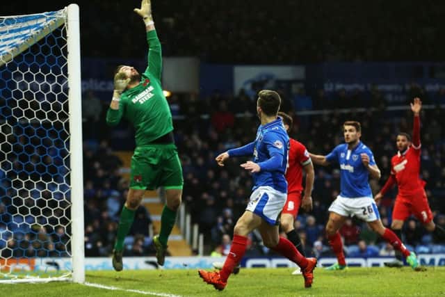Pompey threaten the Leyton Orient goal Picture: Joe Pepler