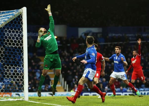 Pompey threaten the Leyton Orient goal Picture: Joe Pepler