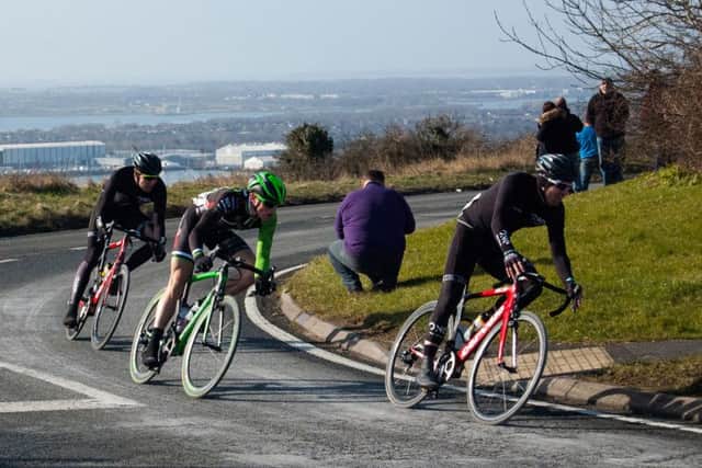 Marcin Bialoblocki, left, and Yanto Barker, right, crest Portsdown Hill in last season's Perfs Pedal. Picture: Rob Atkins