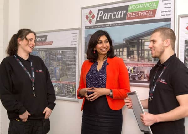ParCar apprentices talk with MP Suella Fernandes