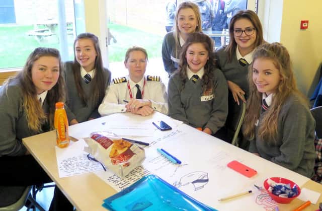 INSPIRING Commander Sophie Shaughnessy with girls from Brune Park School 	        Picture: Matthew Hibberd