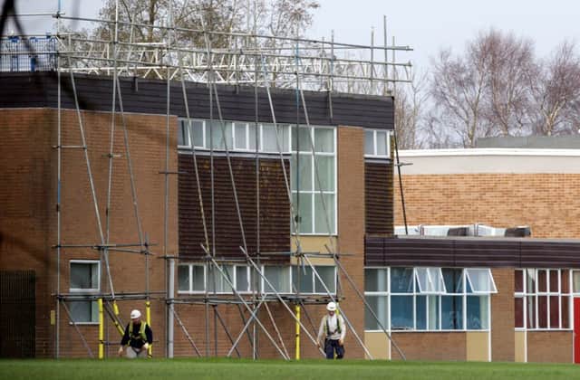 Scaffolding at Crookhorn College in Waterlooville Hampshire. Photo: UKNIP
