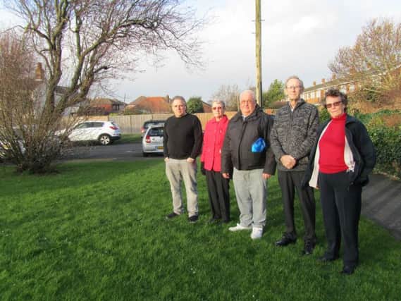 Residents of Orchard Close, in Gosport, are fighting the sale of green verges. From left, Steve Morris, Glenis and Edwin Keen and Robert and Ann Bull Picture: Ellie Pilmoor
