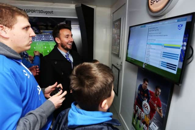Matt Tubbs at the EA Sports Fifa 16 hub at Fratton Park on Saturday Picture: Joe Pepler