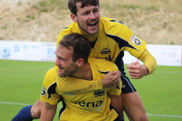 Justin Bennett and Dan Wooden were both on the scoresheet as Gosport Borough ran out 3-1 derby victors at rivals Hawks Picture: Keith Fuller