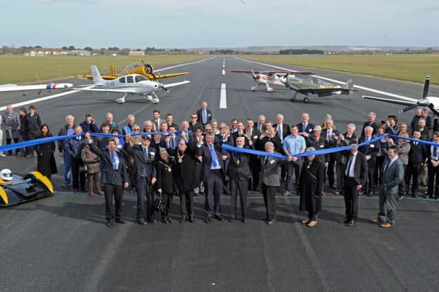 The refurbished runway at Daedalus is reopened last March