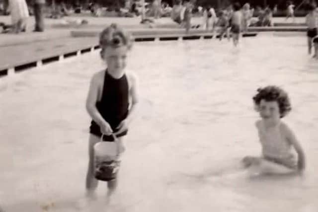 John Vaughan and his sister Cecilia in the paddling pool at Hilsea Lido in the early 1950s